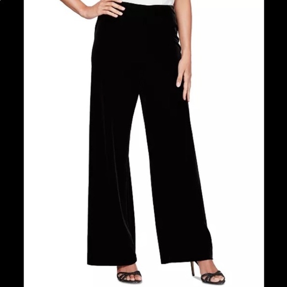 Alex Evenings Pants - Alex Evenings Black Velvet Formal Dress Pants Wide Leg Size Large